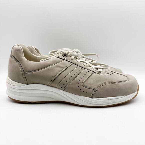 SAS Mens Camino Sneaker US Size 9.5 Wide Taupe Leather Lace Up NIB - Picture 2 of 13